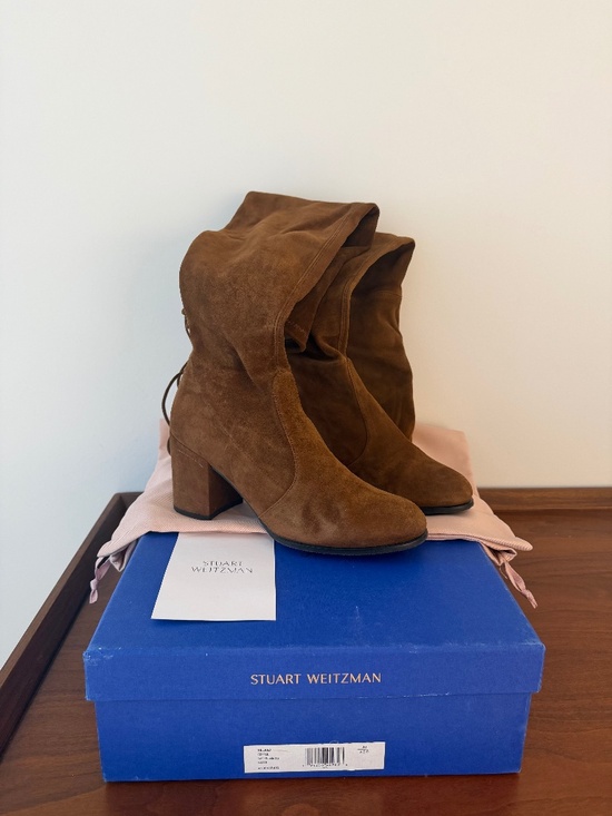 Stuart Weitzman Brown TIELAND Cofffe Suede Over The Knee Heeled Boot W 9.5 / 40 - Picture 2 of 4